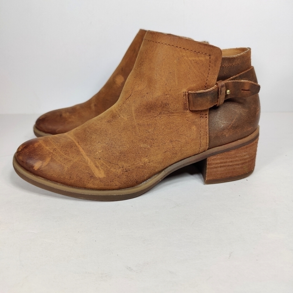 KORKS Sonya Womens Distressed Brown Leather Ankle Zipper Boots Booties Size 6.5M